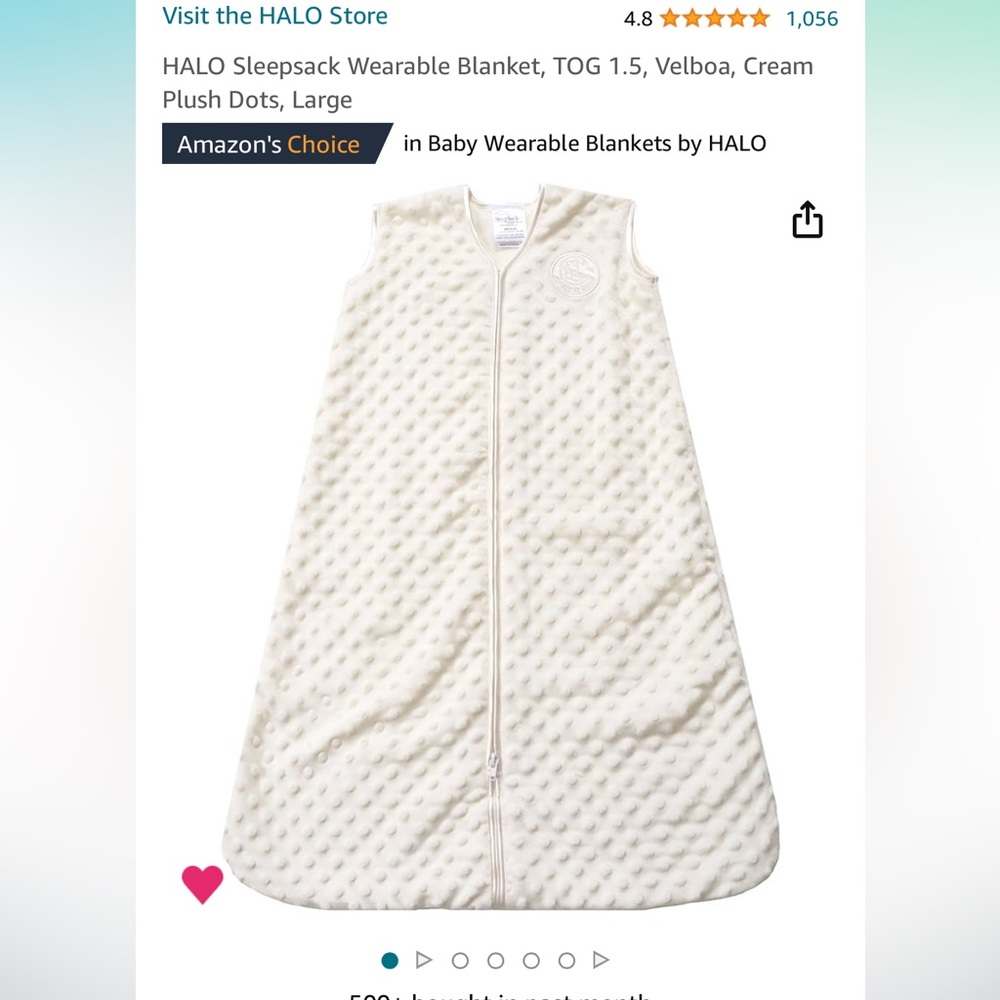 HALO Sleepsack Plush Dot Velboa Wearable Blanket lot of 2 white TOG 1.5, large